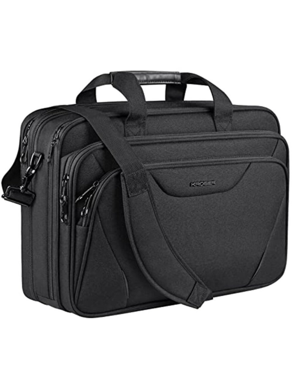 Laptop Briefcase 17 Inch Expandable Messenger Bag Water Resistant Travel Black